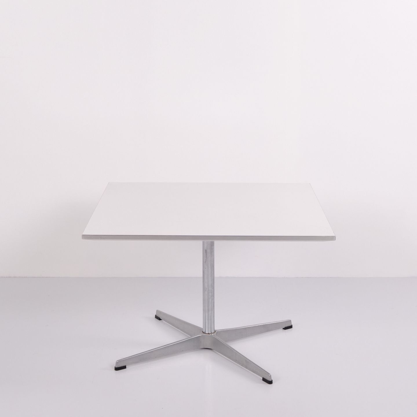 Coffee Table By Arne Jacobsen And Piet Hein With White Laminate Top And Steel Edge For Fritz Hansen