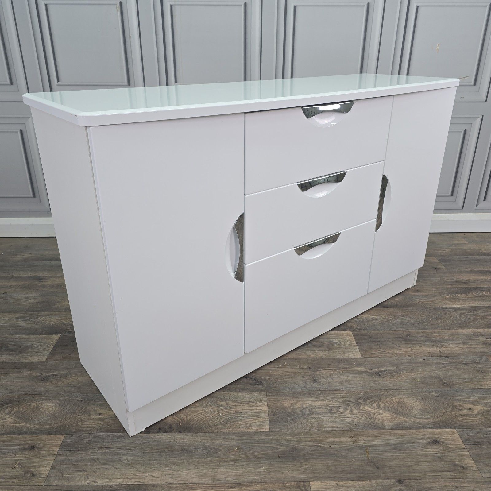 Contemporary Gloss White Sideboard Cabinet Cupboard & Drawers Modern Storage photo furniture