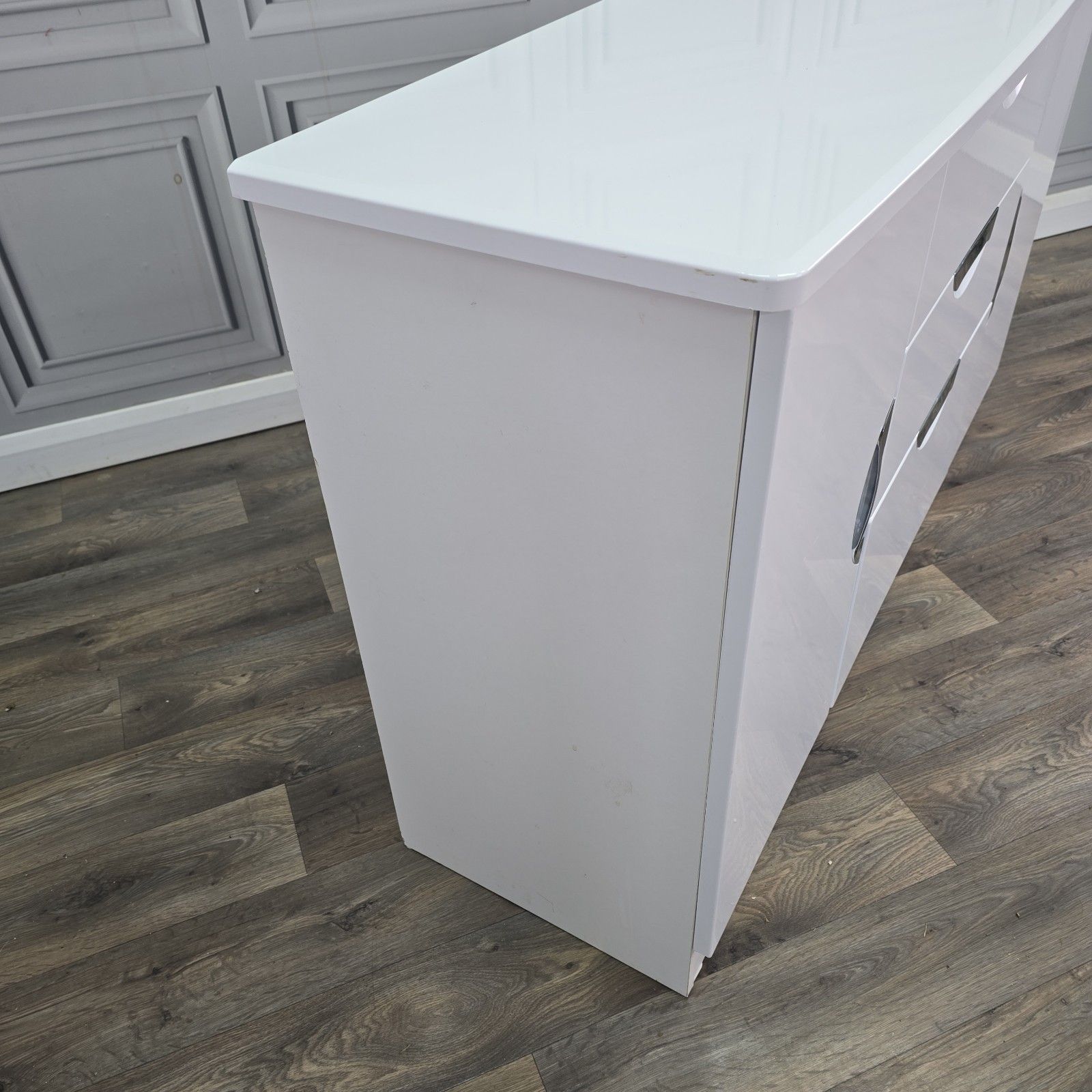 Contemporary Gloss White Sideboard Cabinet Cupboard & Drawers Modern Storage photo vinterior
