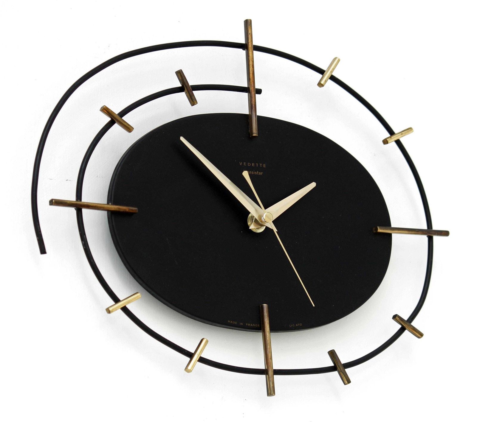 Vintage Vedette Wall Clock   31cm Sunburst French Starburst Metal Retro Atomic Black Clock Gift Off The Wall Clocks photo furniture
