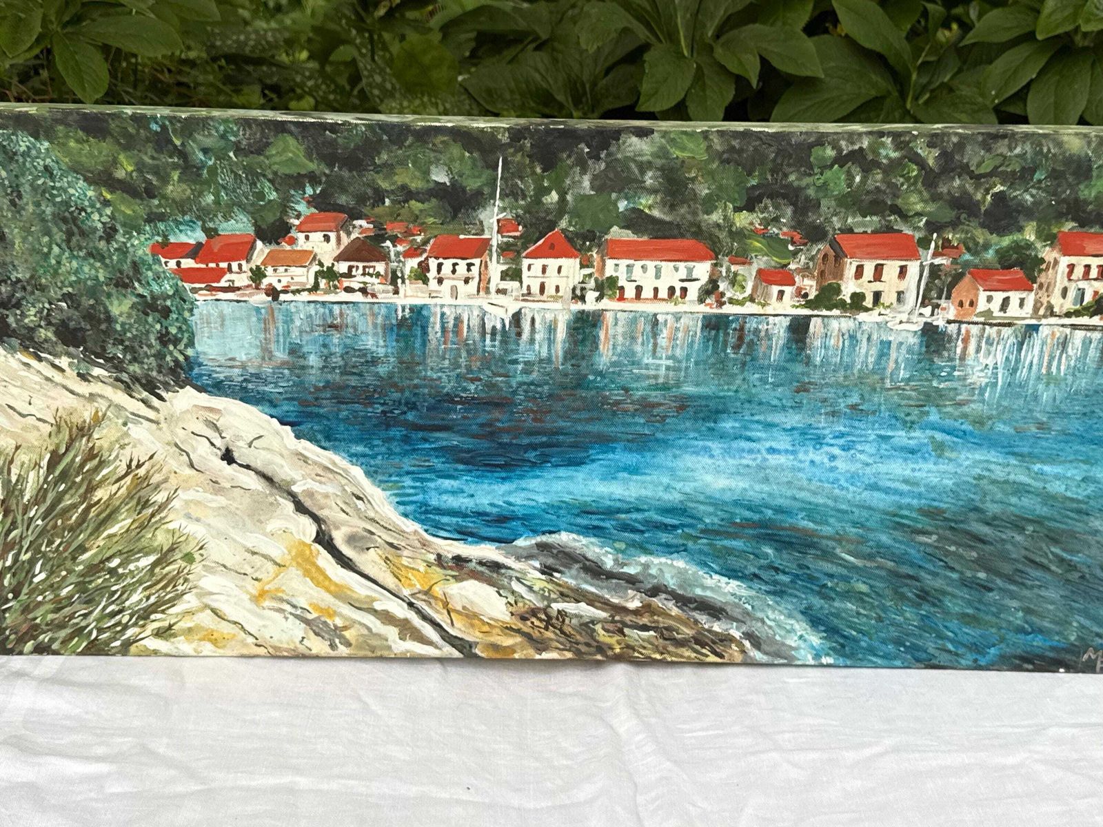 Original Vintage Coastal Oil Painting On Canvas By Sussex Artist Mark Fisher photo vinterior