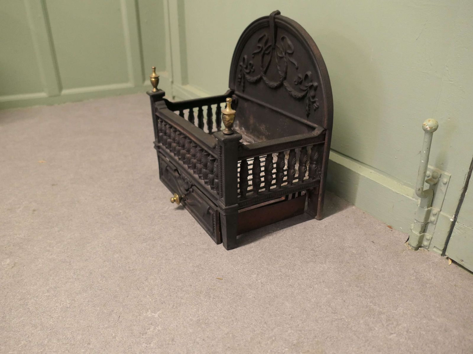 A Good Classical Iron Fire Grate With Ash Tray The Fire Has A Decorative Rounded Back photo furniture