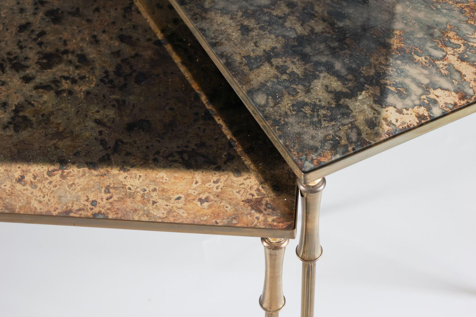 448.0 Neoclassical Eglomise Glass Nesting Tables, 1960s. photo