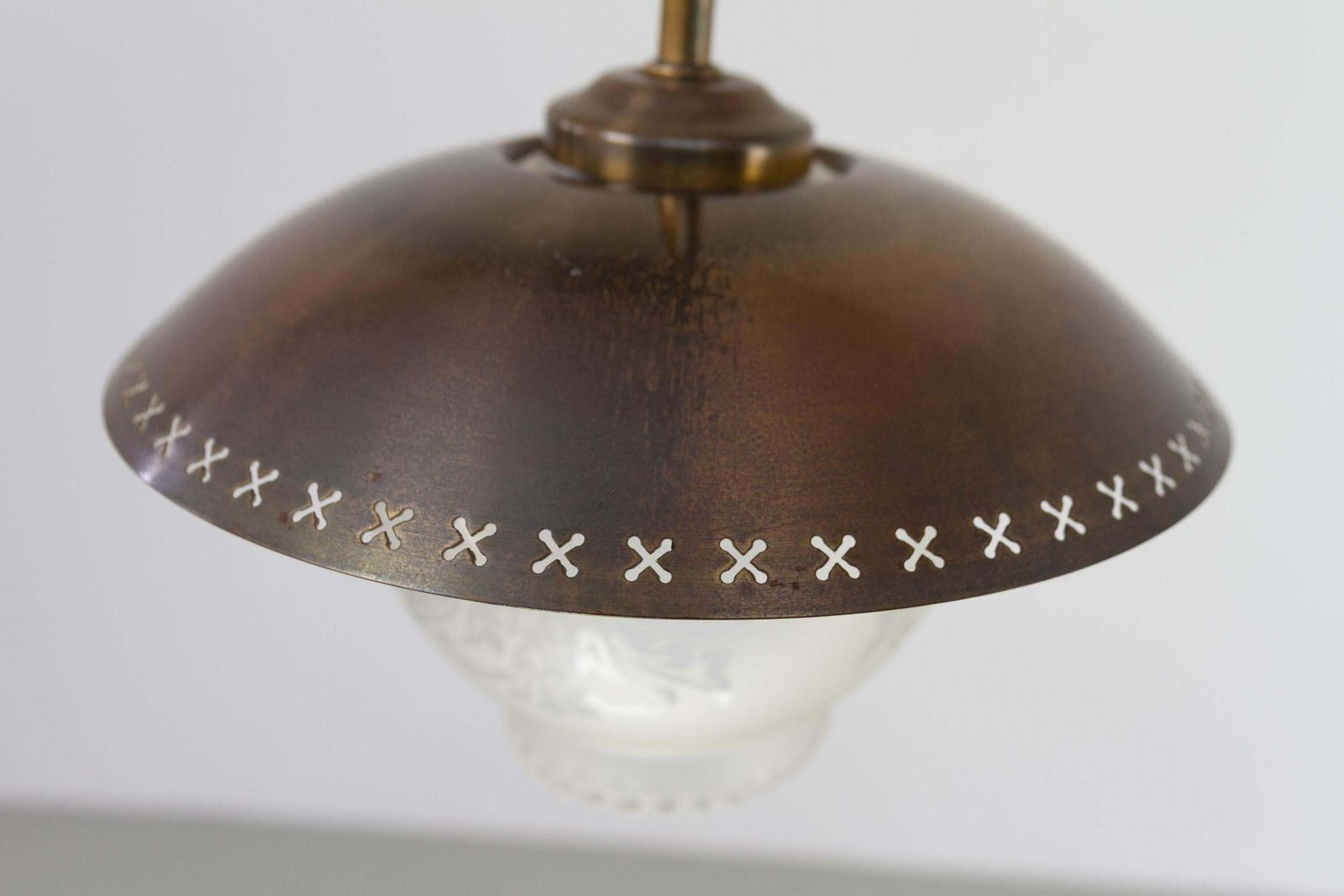 Lighting Scandinavian Art Deco Floor Lamp In Brass And Glass, 1920s. photo