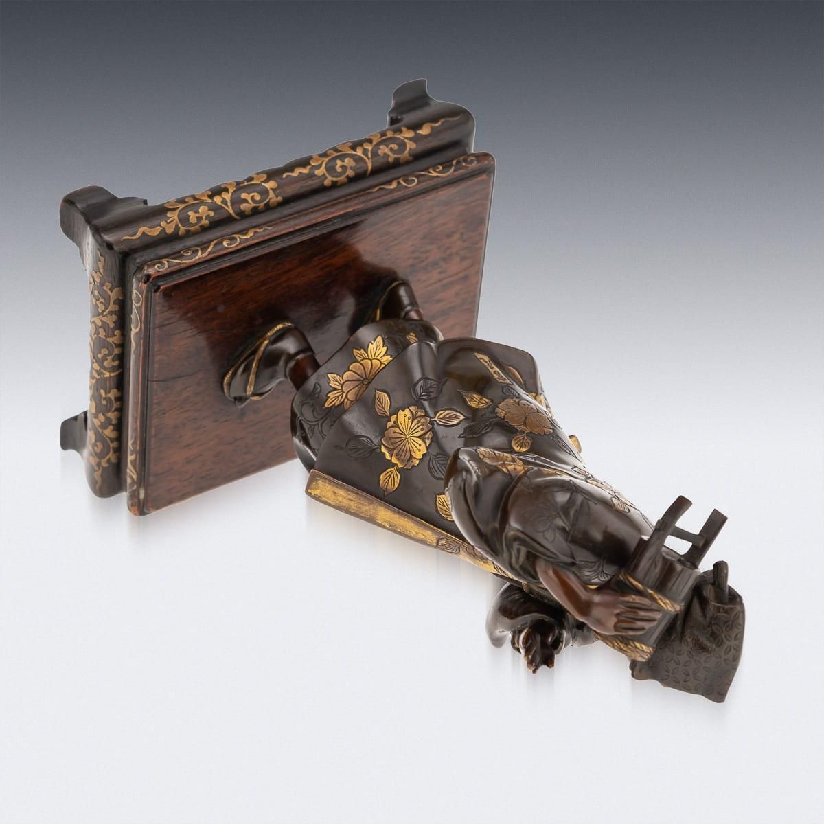 19thc Japanese Gilt Bronze Figure Of A Kawaraban By Miyao Eisuke Company C.1890 photo vintage
