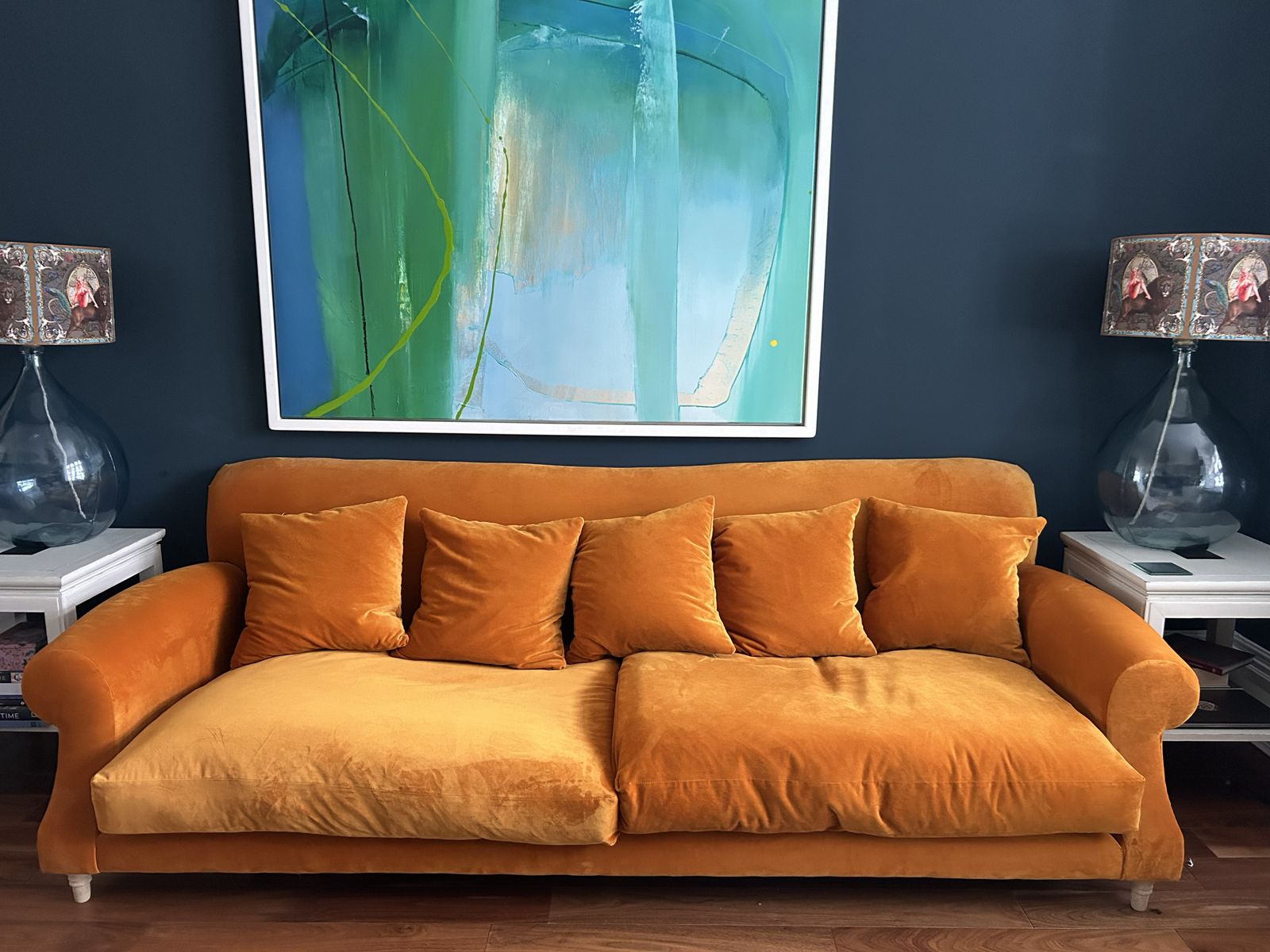 Loaf Crumpet Sofa, Extra Large   Orange Velvet photo for sale