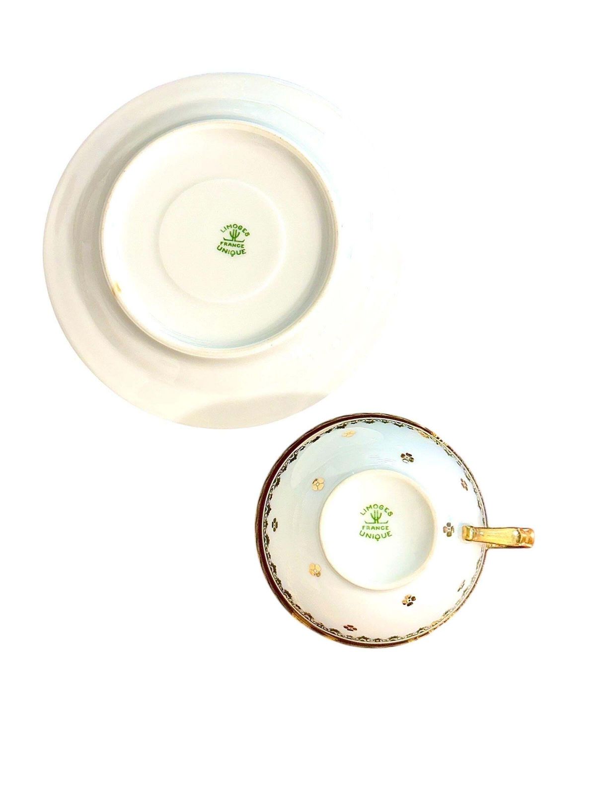 Limoges Unique Porcelain Tea Service, Burgundy & Gilt, 20th Century photo vinterior