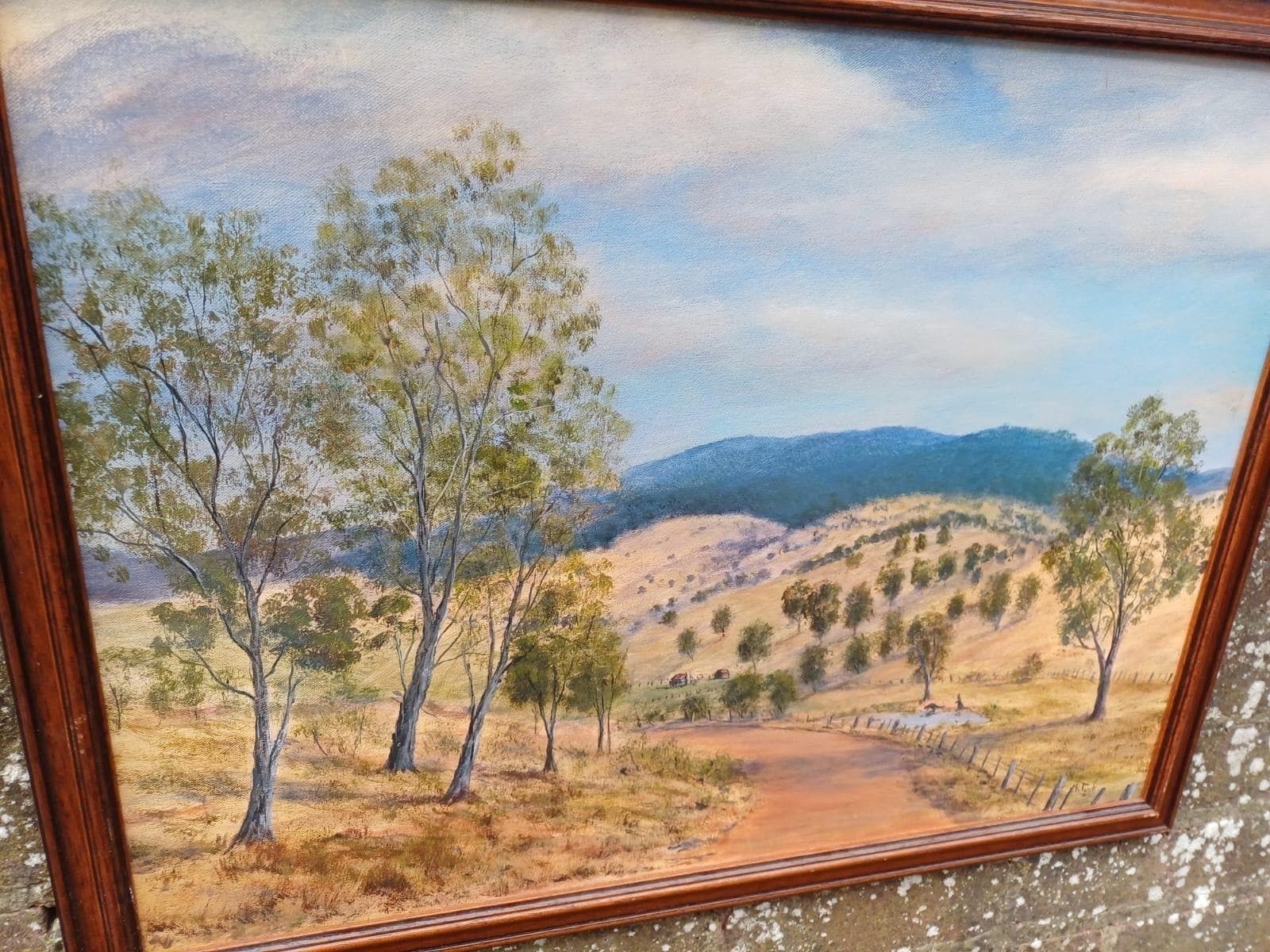 Vintage Australian Landscape Oil Painting By Roger Tuck, Tambo Valley Victoria Australia photo furniture