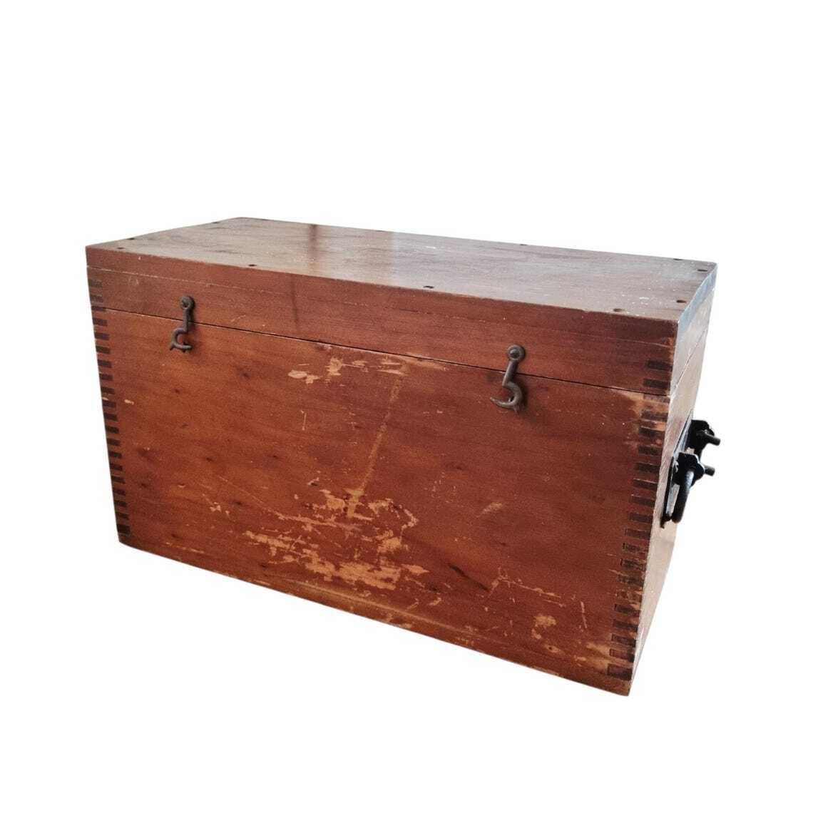 Large Antique Wooden Rustic Storage Box Gpo (General Post Office)  Industrial Storage Chest photo furniture