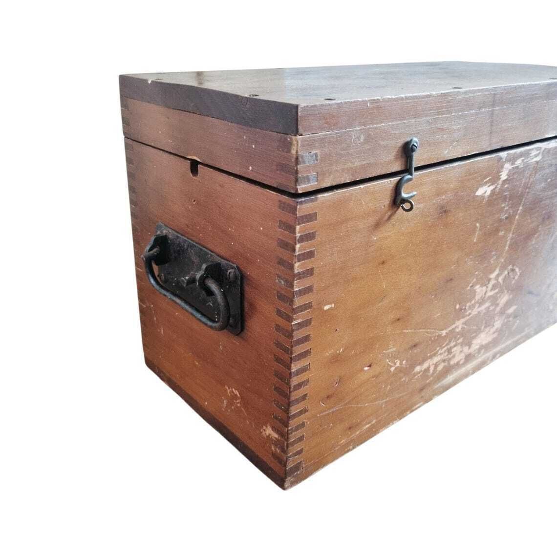 Large Antique Wooden Rustic Storage Box Gpo (General Post Office)  Industrial Storage Chest photo for sale