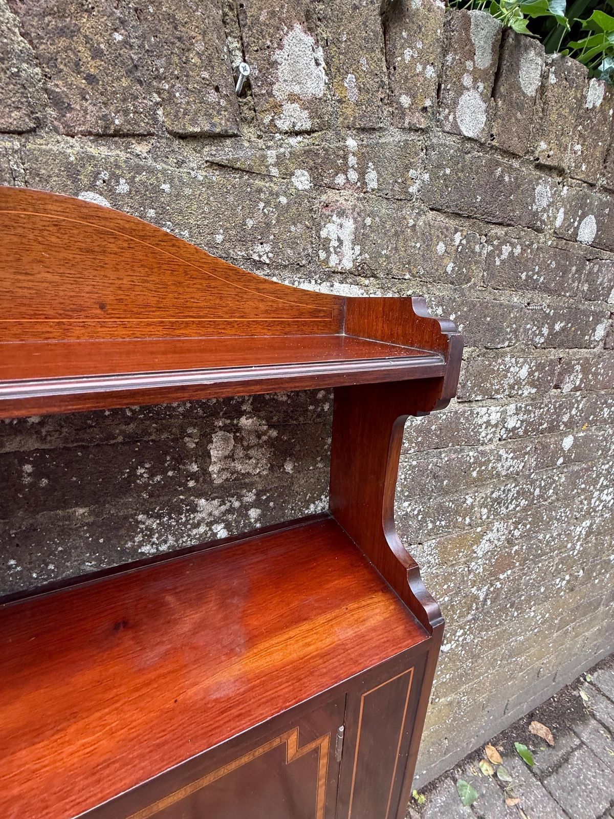 photo buy Superb Antique Mahogany Wall Hanging Cabinet With Inlaid Veneer And Working Lock