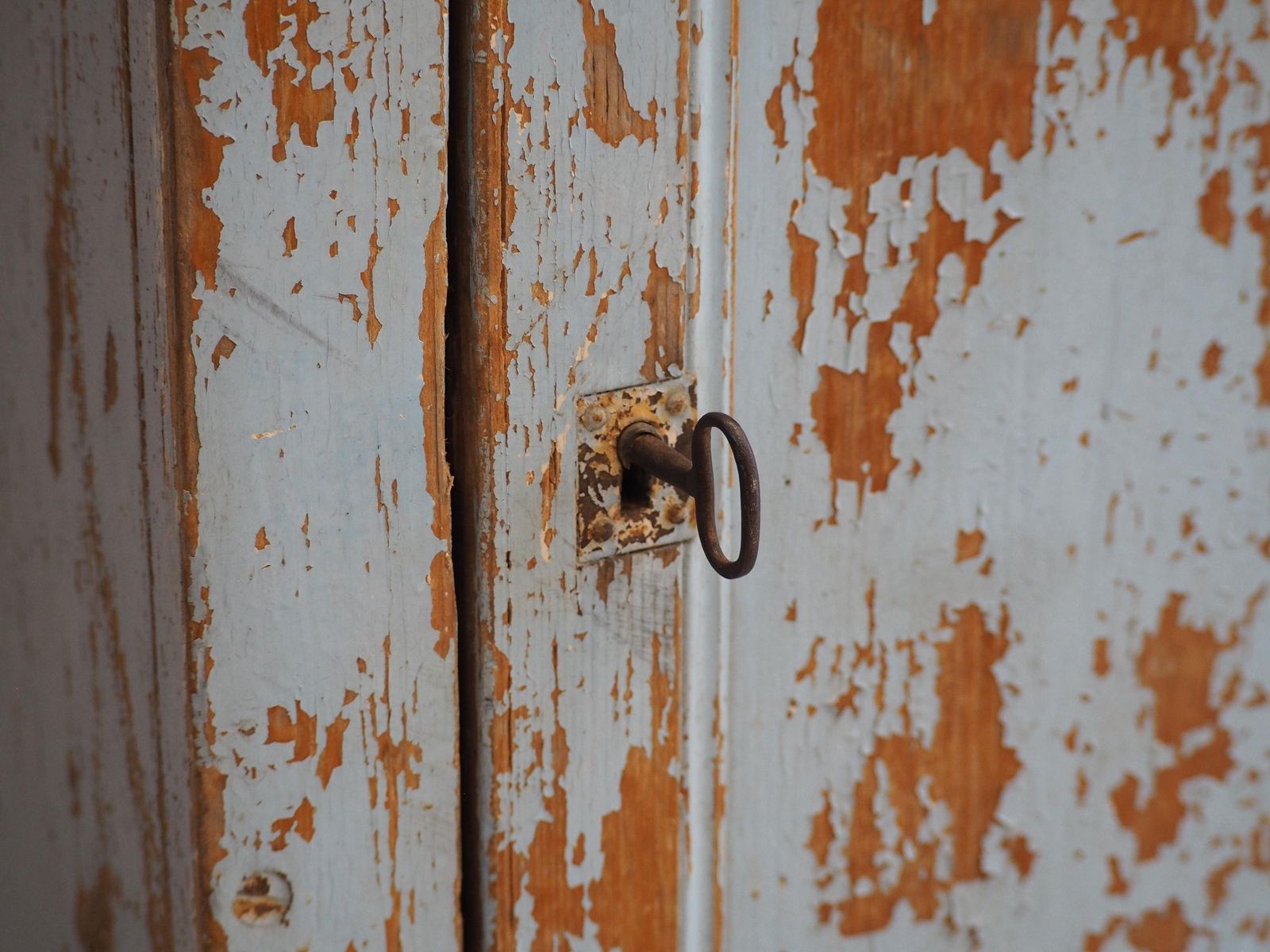 Vintage French Rustic Distressed Blue Painted Pine Cupboard / Pantry Cabinet photo vintage
