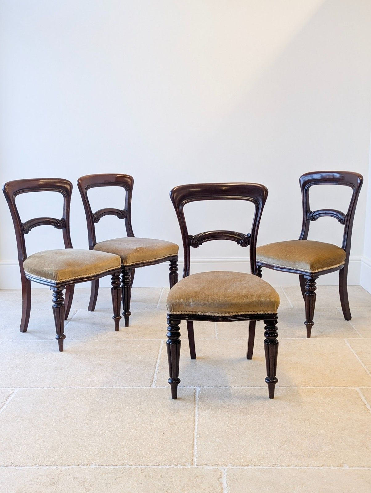 Set Of Four Antique Victorian Mahogany Dining Chairs C.1880 photo Furniture
