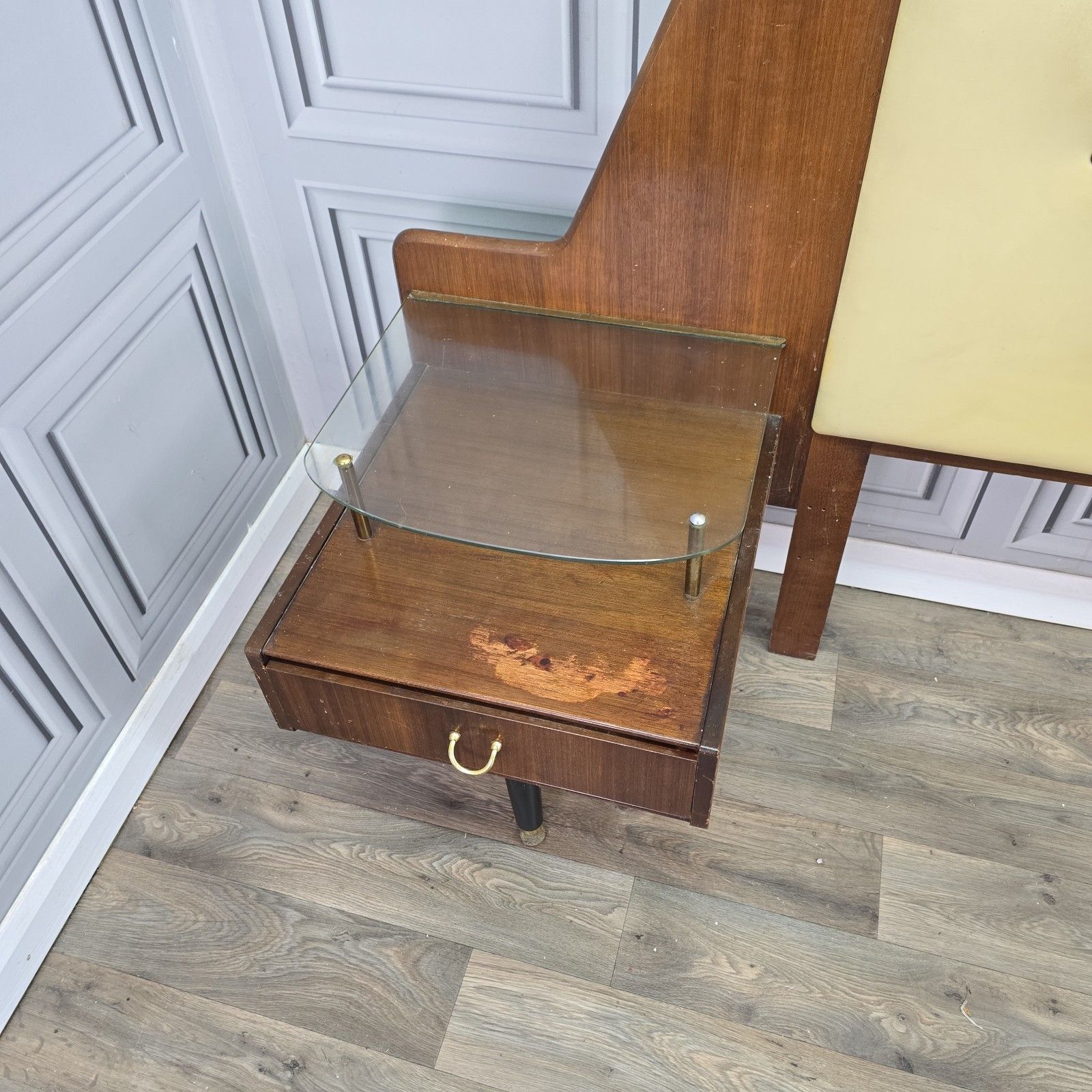 Vintage G Plan Headboard Tola Bedside Tables Cabinets Mid Century Double Bed photo for sale