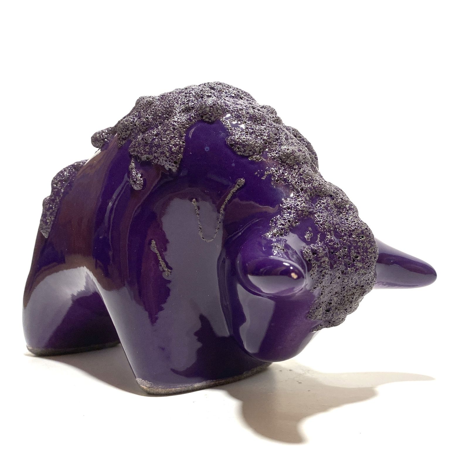 Otto Keramik Bull In Purple Fat Lava Glaze, West German Pottery Style Sculpture photo vinterior