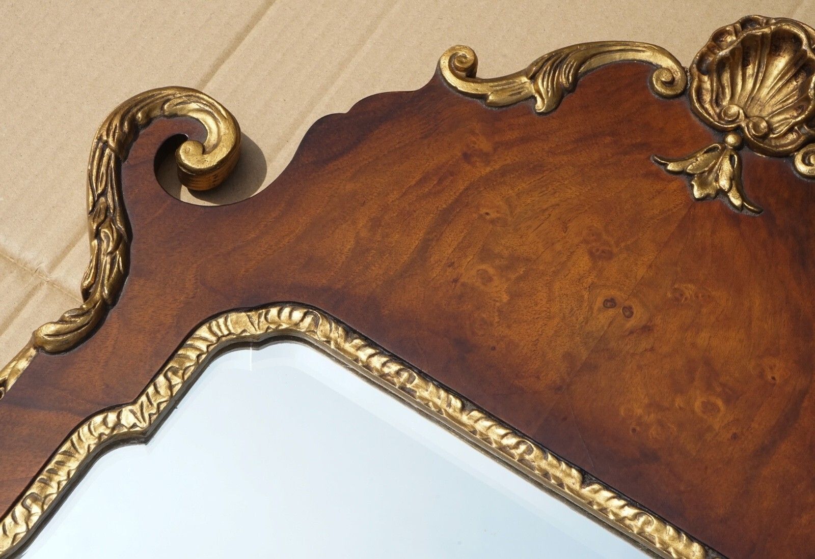 Antique Walnut Georgian Style Hand Carved And Parcel Gilded Wall Mirror photo 850.0