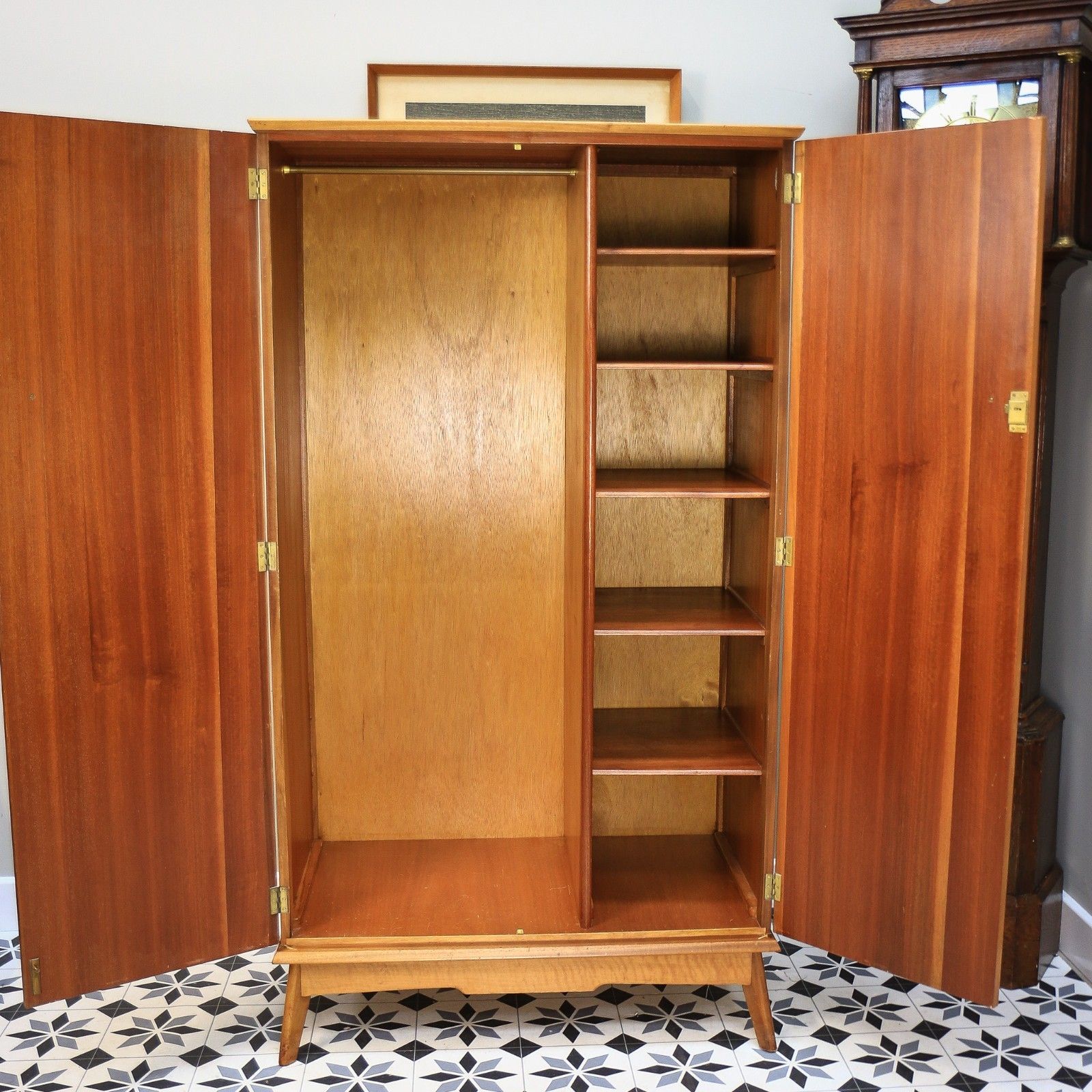 595.0 Alfred Cox Double Wardrobe In Walnut 1950s With Splayed Legs photo