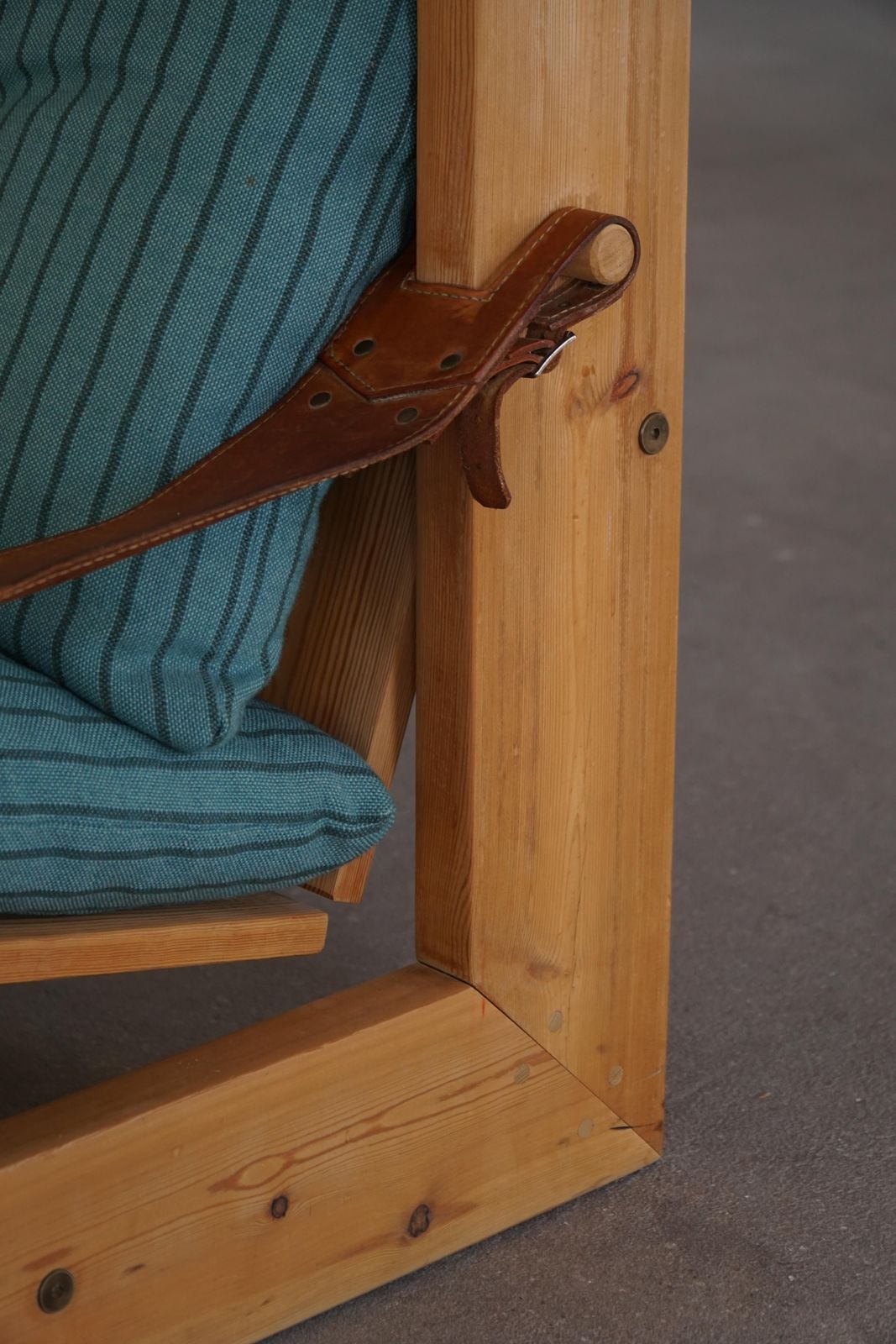 Pair Of Swedish Modern Pine Lounge Chairs With Leather Armrests, 1970s photo buy
