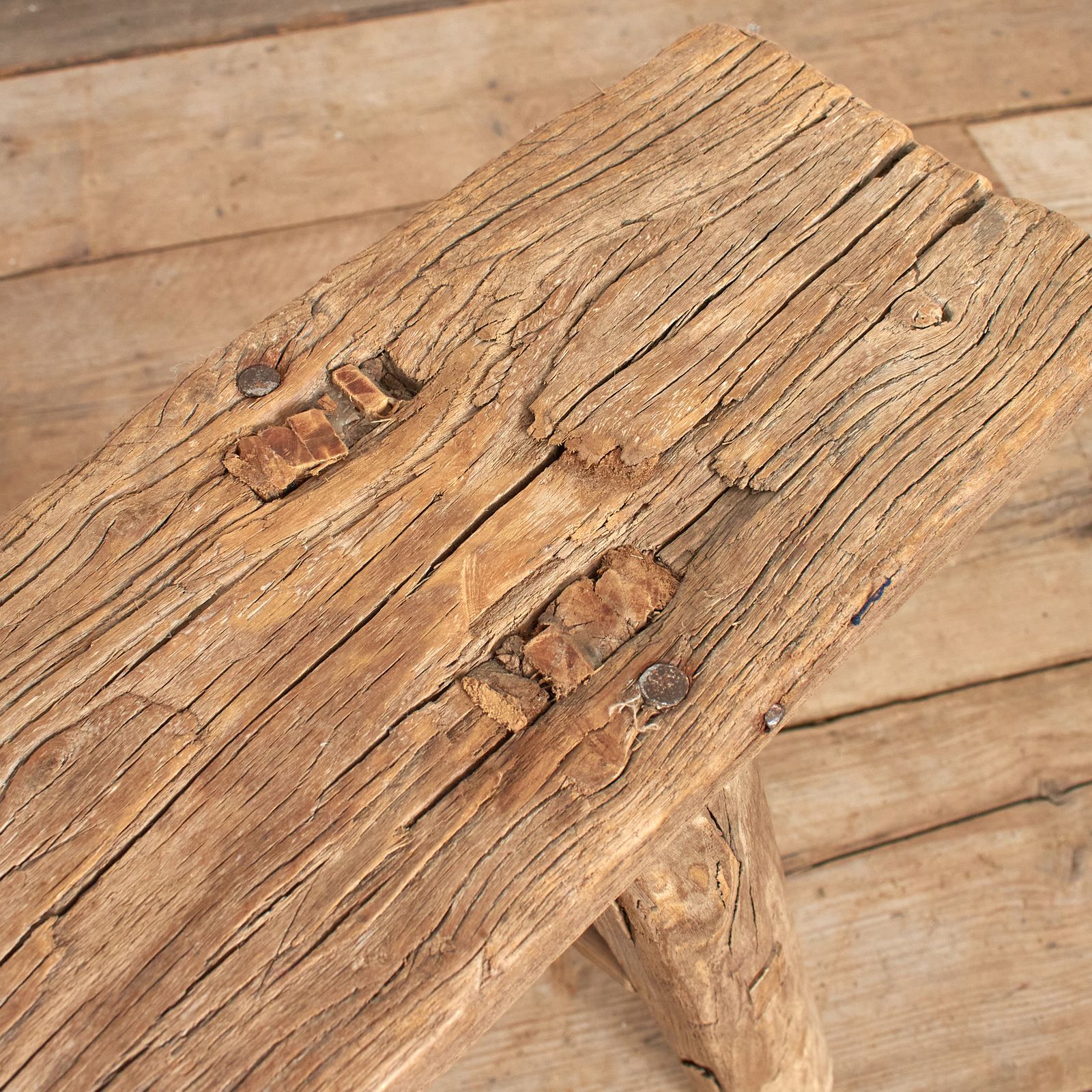 Antique Reclaimed Rustic Wooden Hallway Pig Bench  De photo Furniture