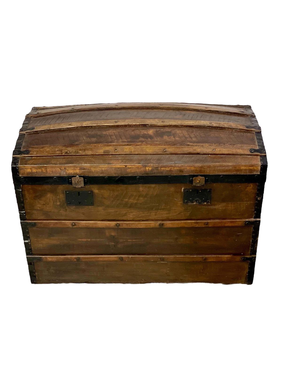 Antique Dome Top Trunk, Handcrafted Pine & Iron, France, Circa 1880 photo furniture
