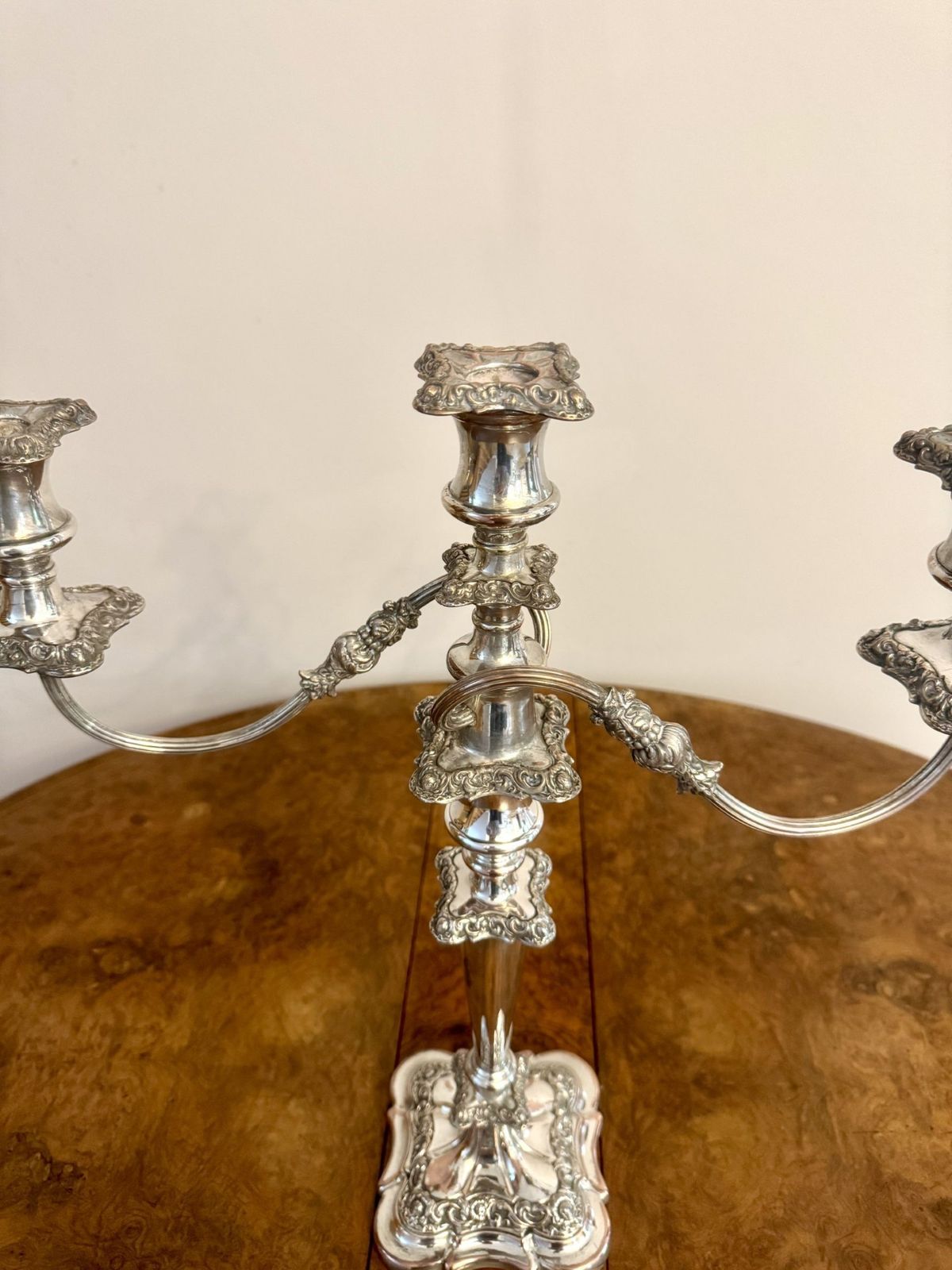 Outstanding Quality Pair Of Antique Ornate Silver Plated Candelabras photo Home Decor