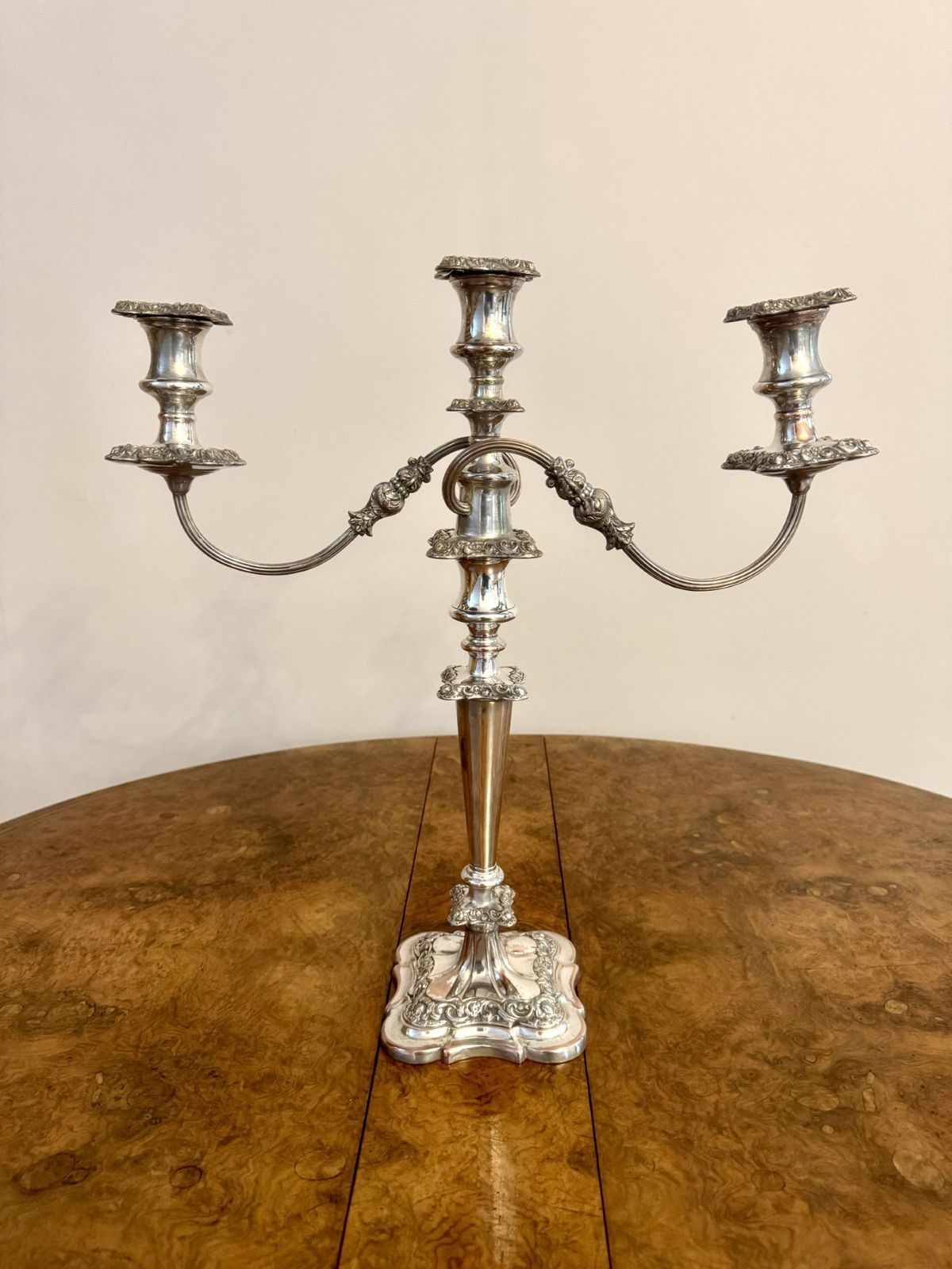 Outstanding Quality Pair Of Antique Ornate Silver Plated Candelabras photo buy