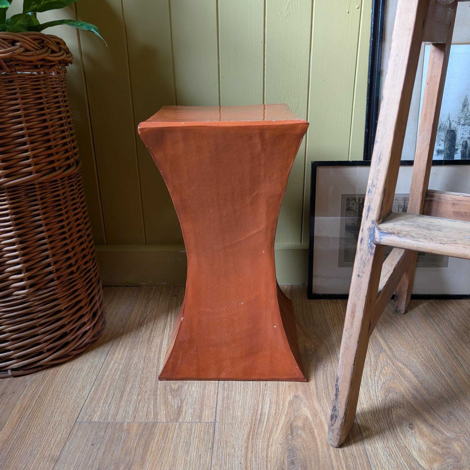 Mid Century Terracotta Ceramic Pedestal Side Table, 1960s/70s photo Furniture