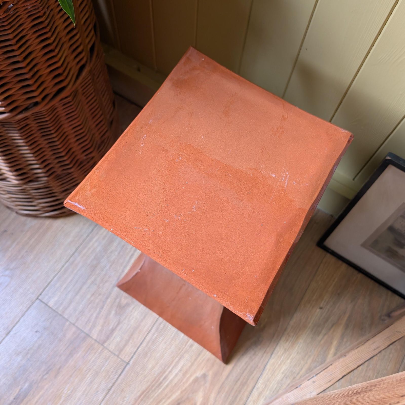 Mid Century Terracotta Ceramic Pedestal Side Table, 1960s/70s photo 165.0