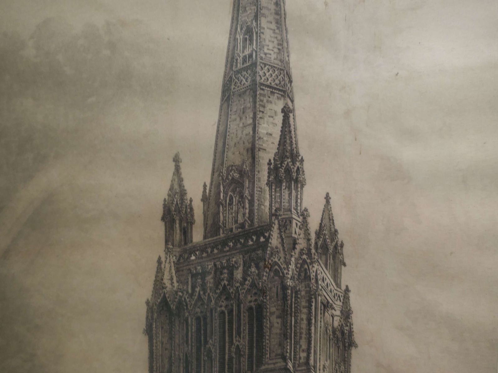 Engraving By Artist Charles Bird Of St. Mary Redcliffe Church In Bristol, England. photo furniture