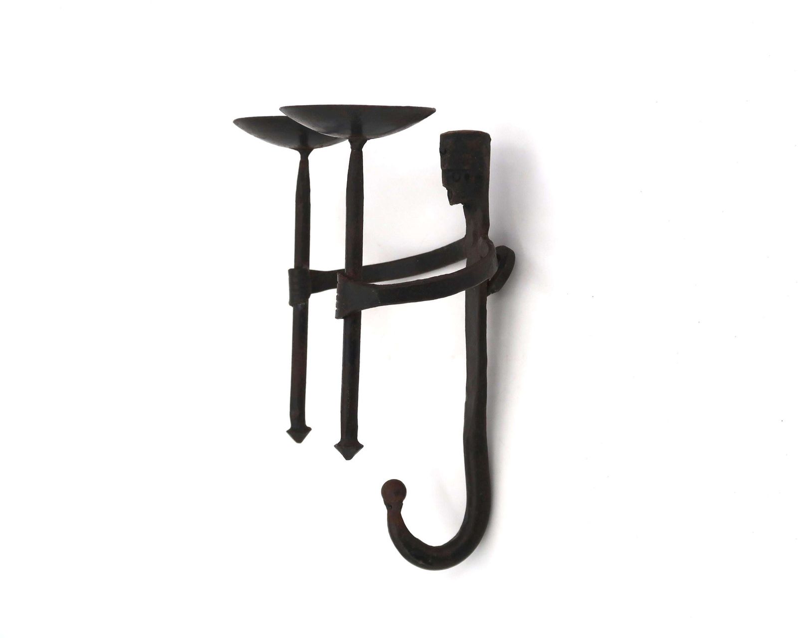 French Wall Anthropomorphic Wrought Iron Candle Holder, 1950s / Candleholder, Jean Touret Marolles Style, Brut Brutalist, Home Decor