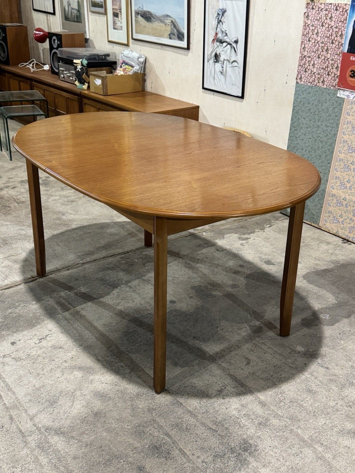 Vintage Meredew Teak Oval Extended Dining Table 4 Shield Back Chairs Mid Century photo Furniture