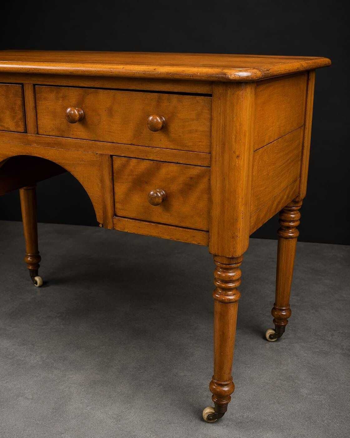 Victorian Satin Birch Writing Desk photo vintage