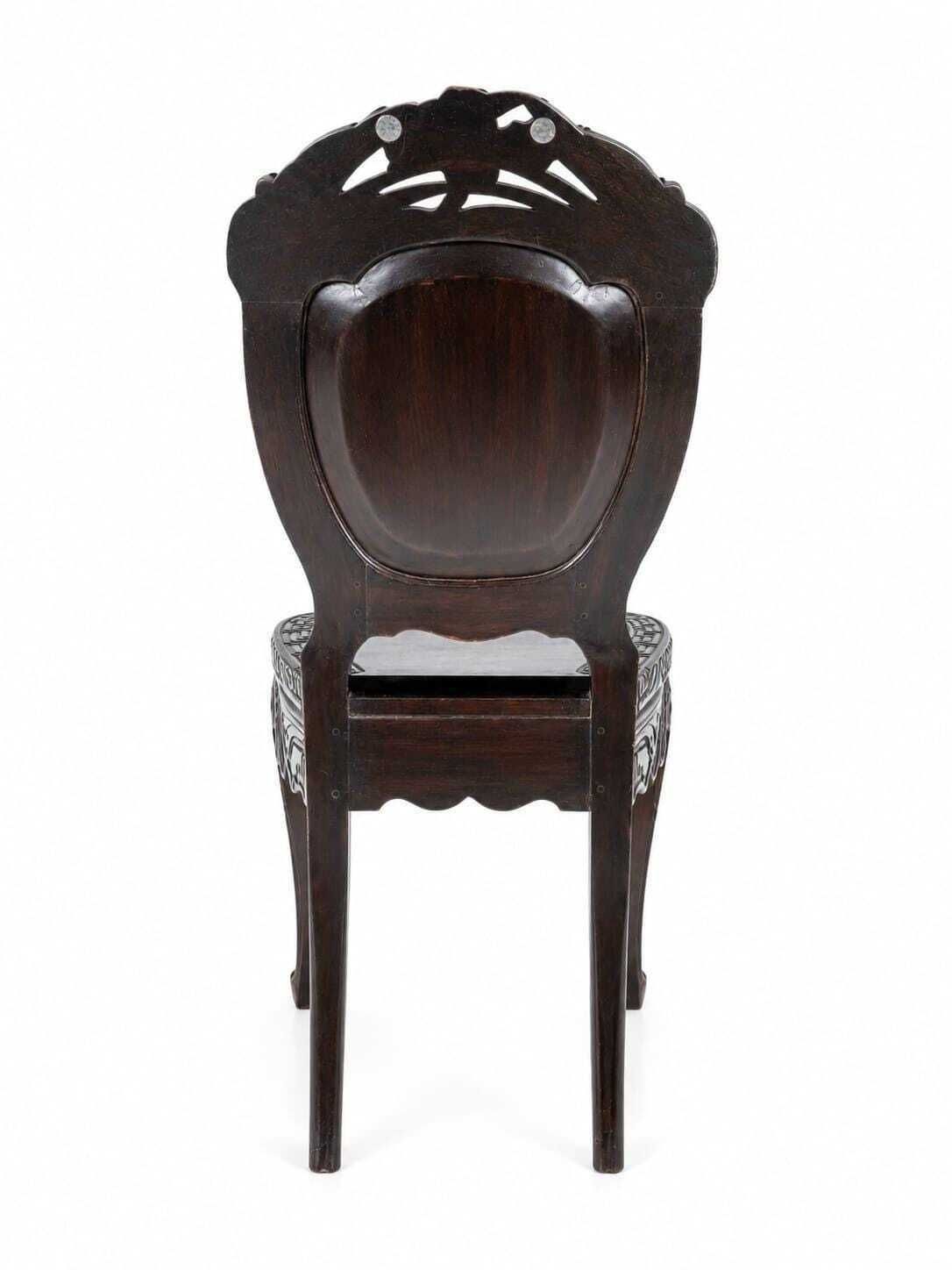 Pair Of Early 20th Century Oriental Hardwood Carved Chairs photo furniture