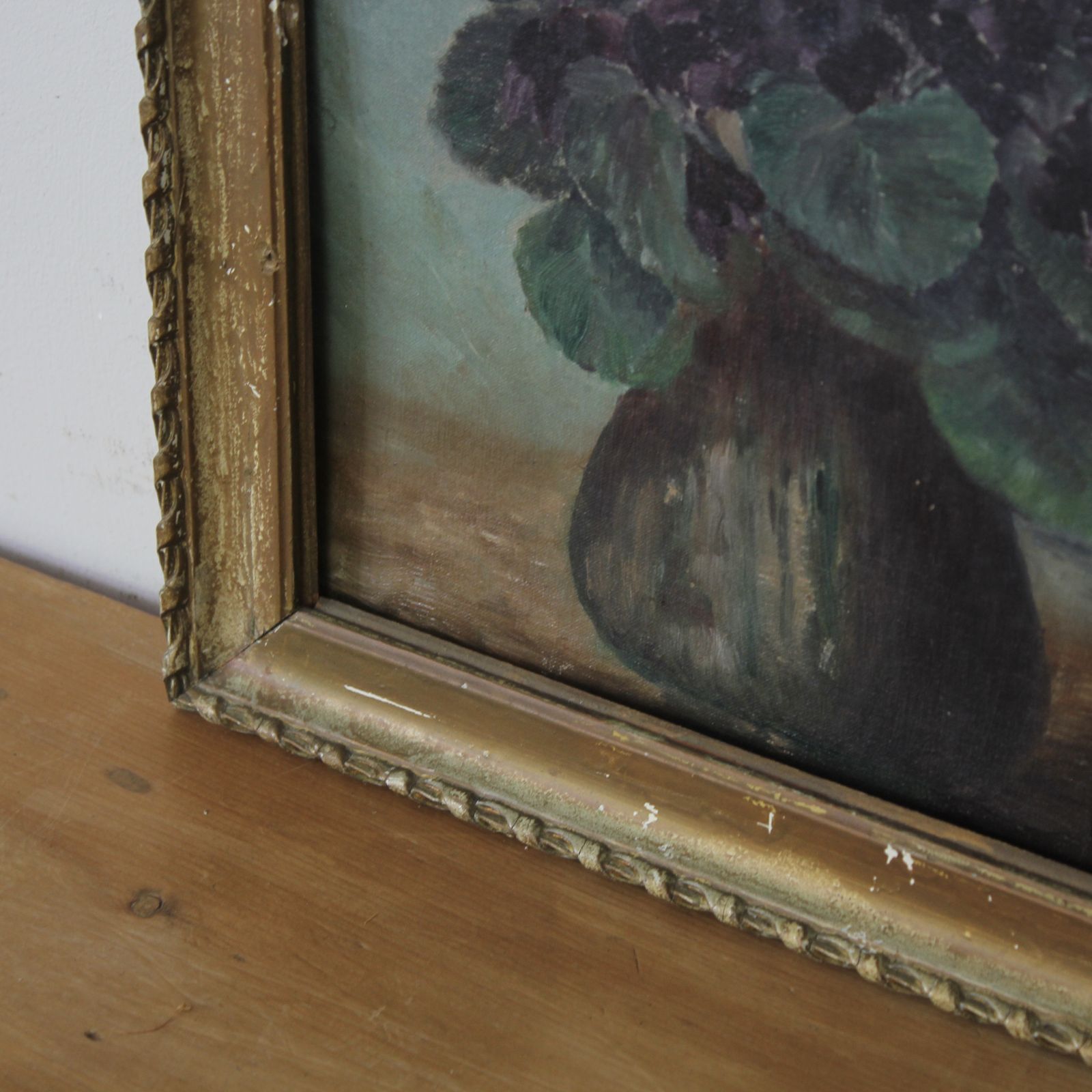 Antique French Floral Oil On Board Painting Of African Violets photo 200.0