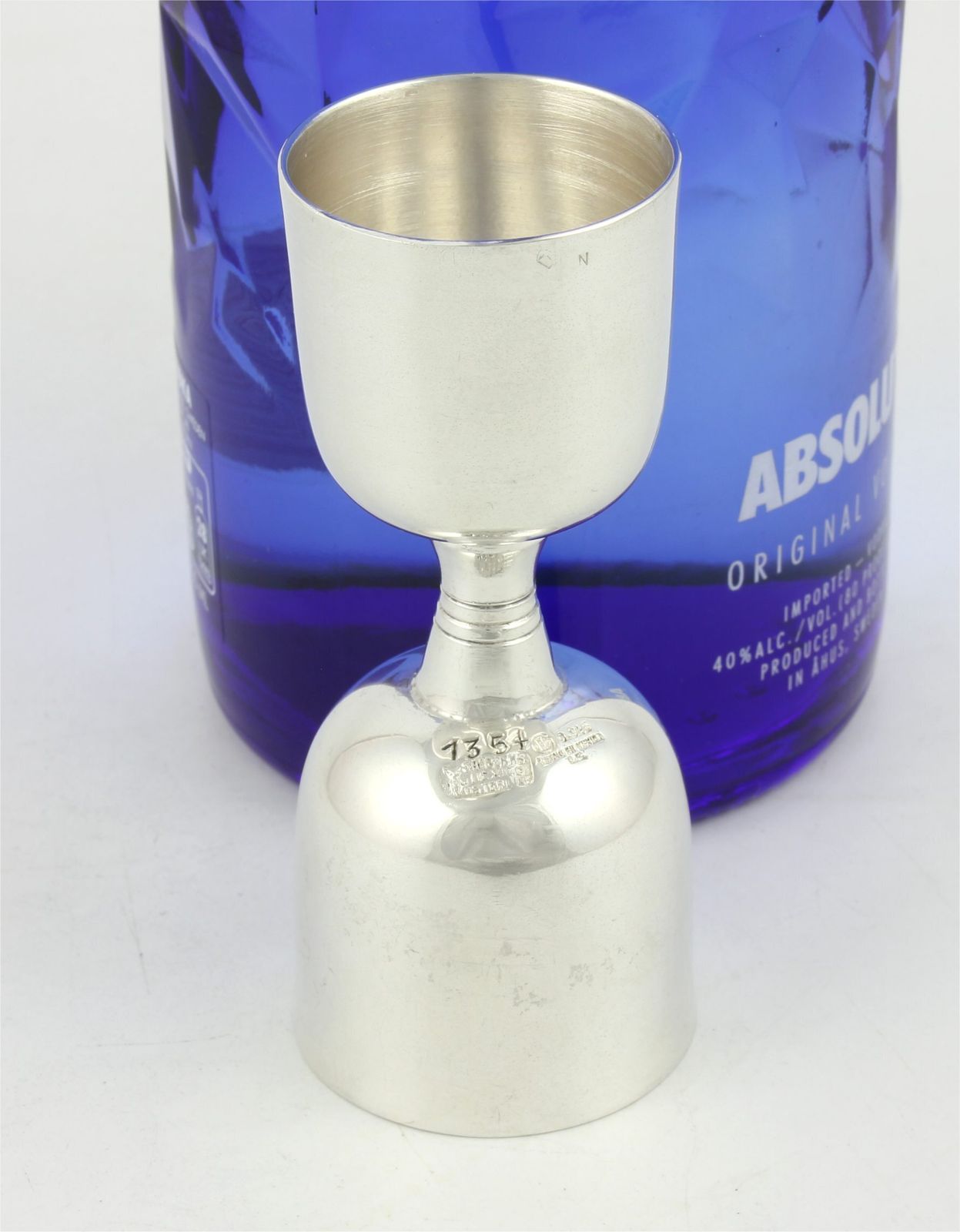 345.0 Mexican Silver Double Spirit Jigger. Art Deco 925 Silver Tequila Measure. photo
