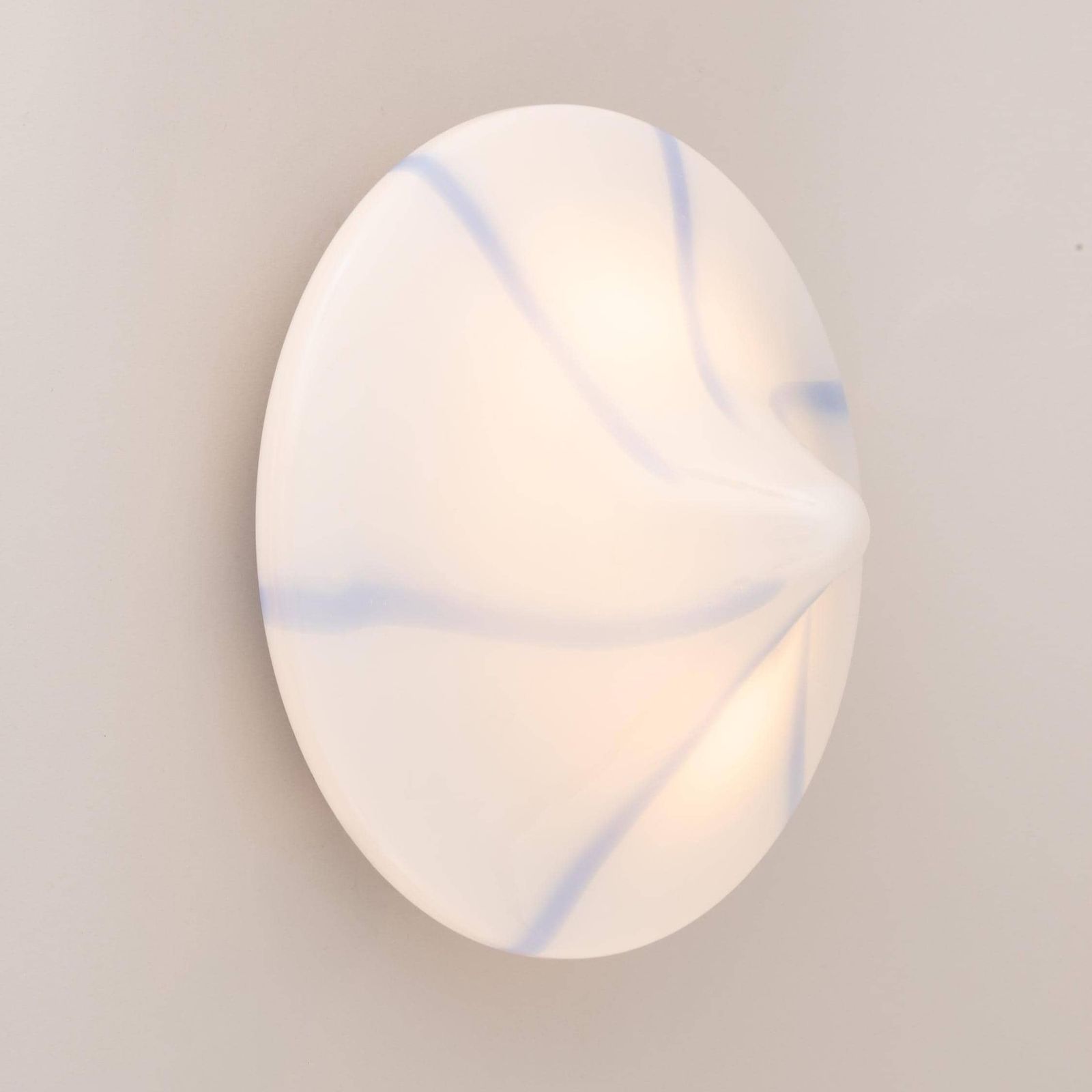 Mid Century Modern Flush Mount Italian Swirl Vintage | Wall Sconce Lamp Light White Blue | Venini Murano Mcm Massimo Vignelli Style photo Lighting