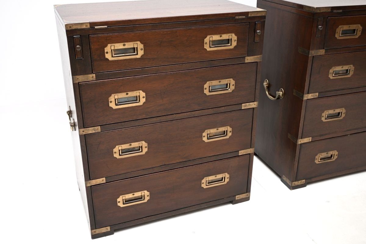 Pair Of Antique Mahogany Military Campaign Bachelor Chest Of Drawers photo Furniture
