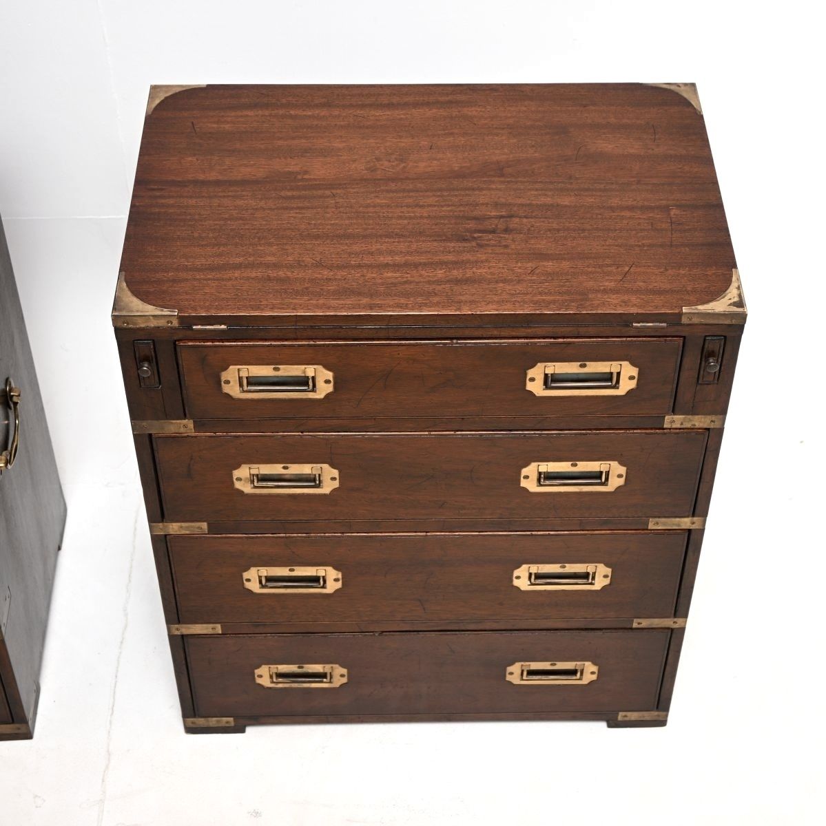 Pair Of Antique Mahogany Military Campaign Bachelor Chest Of Drawers photo vinterior