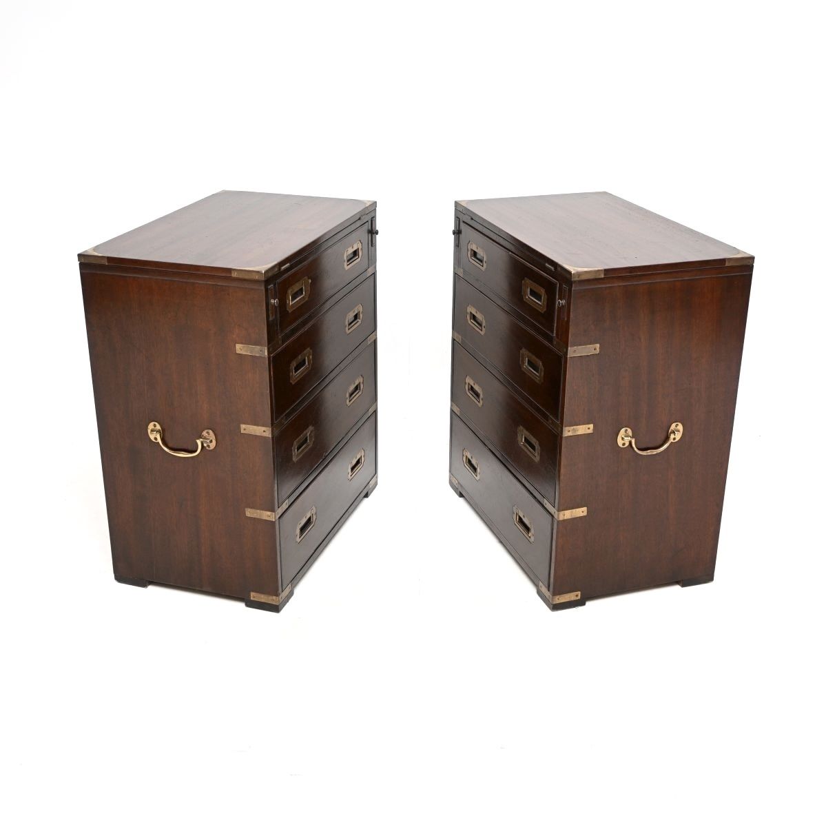 photo furniture Pair Of Antique Mahogany Military Campaign Bachelor Chest Of Drawers