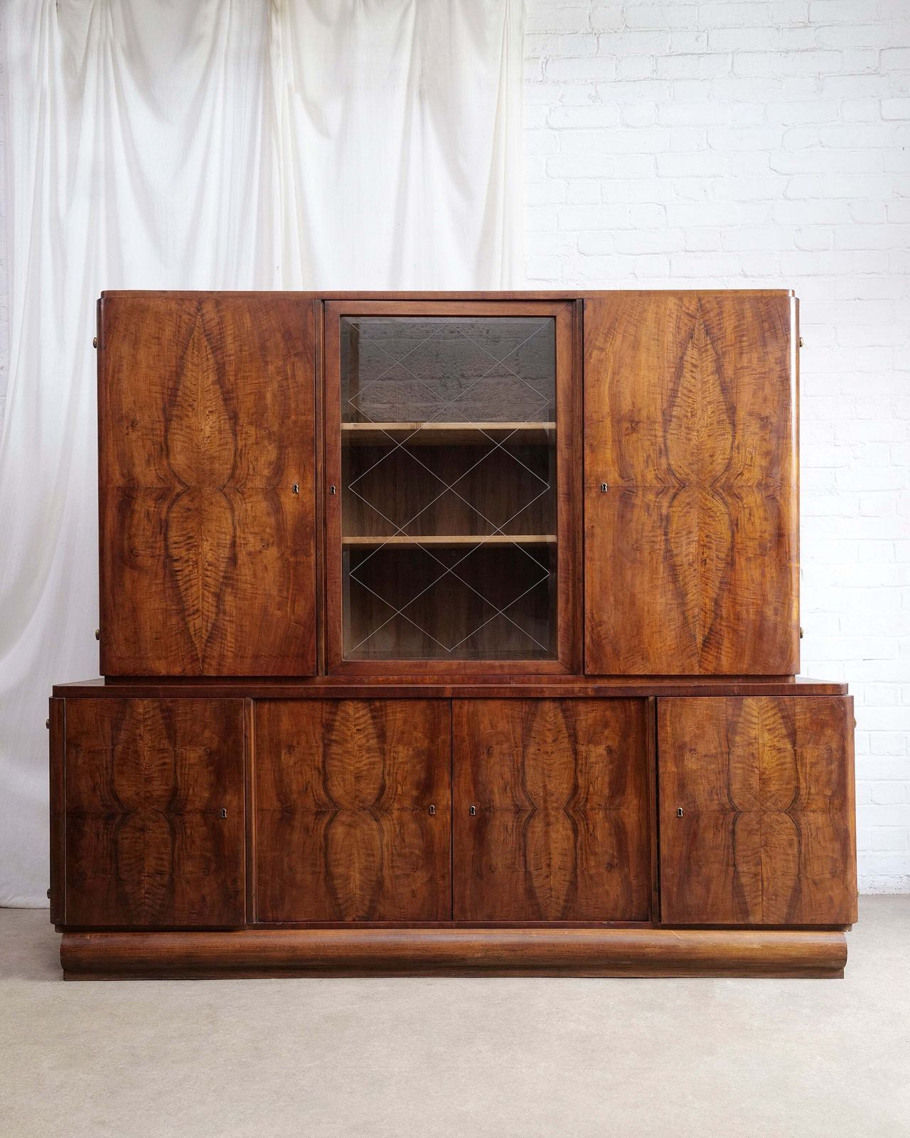 Walnut Art Deco Display Cabinet