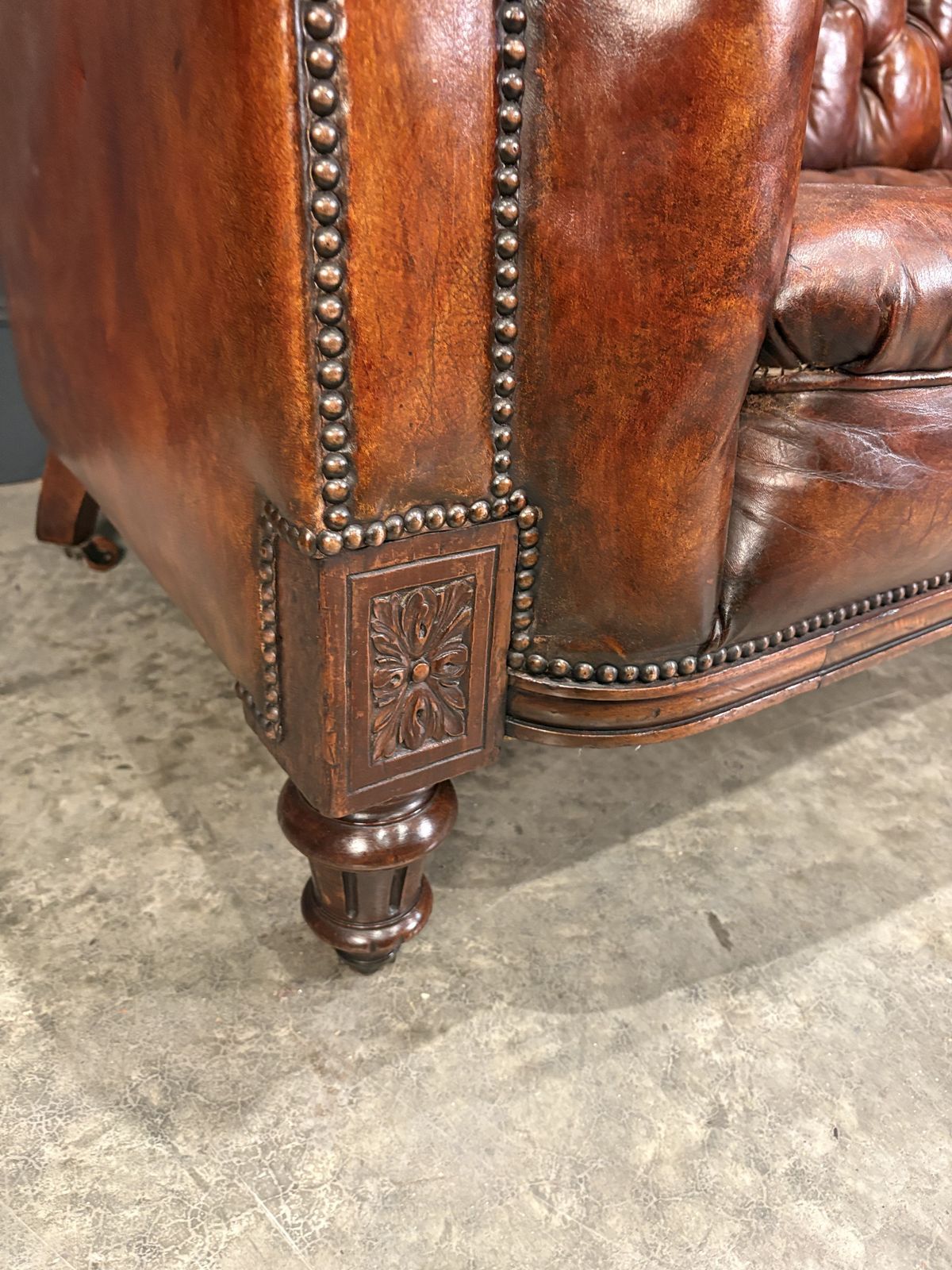 Victorian Hand Dyed Leather Chesterfield Sofa photo buy