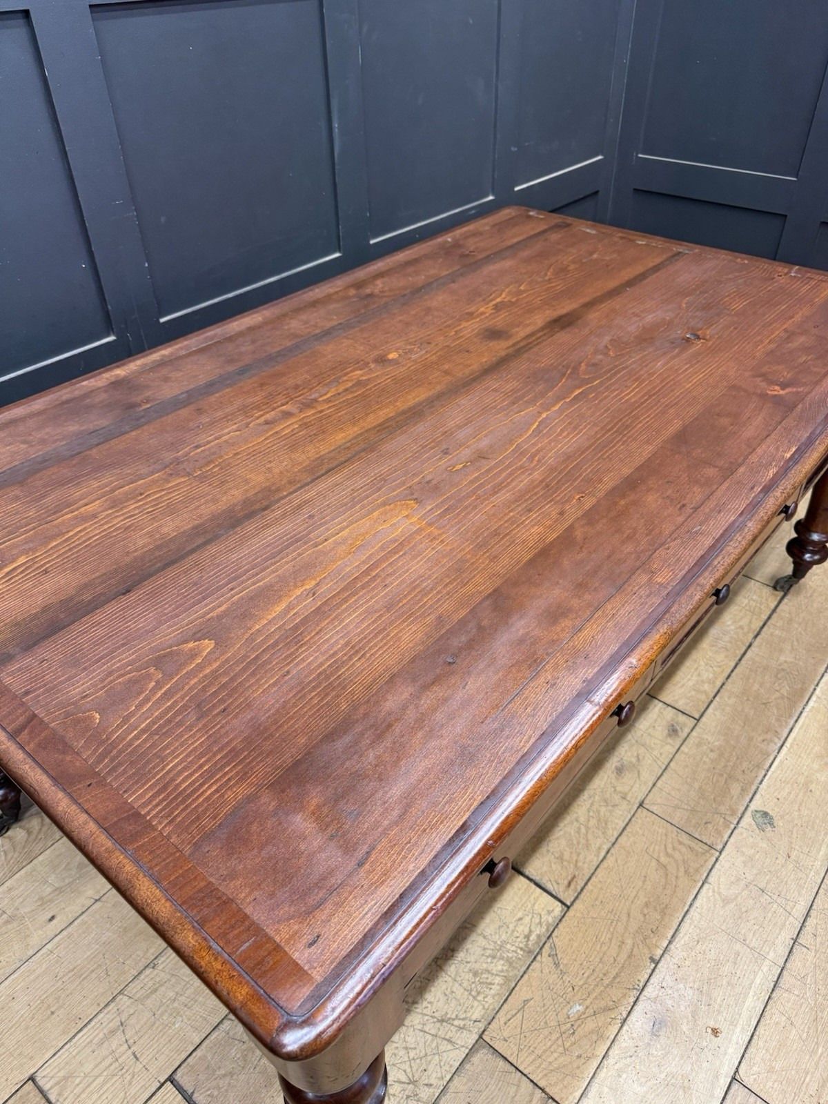 Antique Victorian Mahogany Library Table Desk Kitchen Dining Table With Drawers photo Furniture