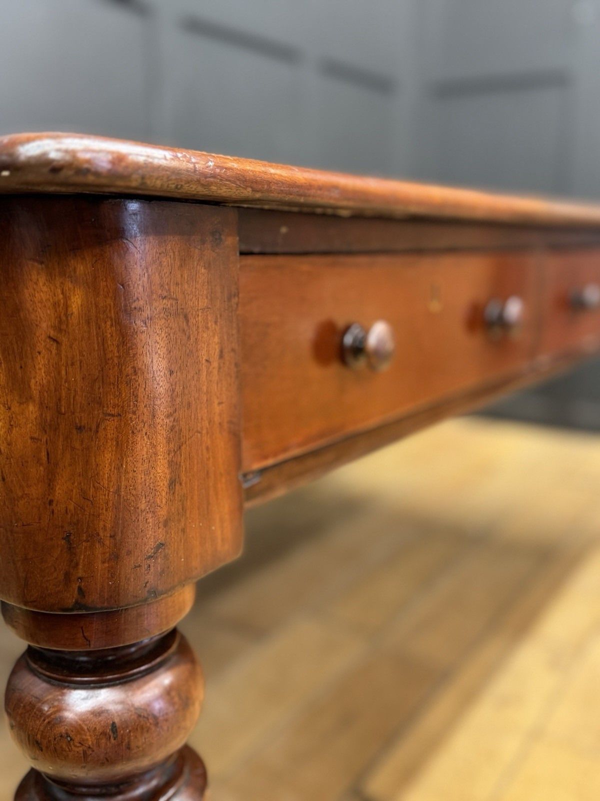 Furniture Antique Victorian Mahogany Library Table Desk Kitchen Dining Table With Drawers photo