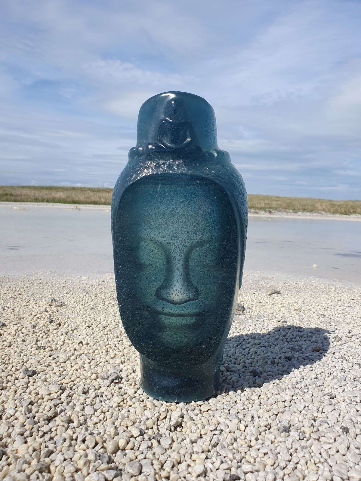 Roy Adzak For Daum Freres, France. A Crystal Glass Sculpture "Head Of Buddah". photo vinterior
