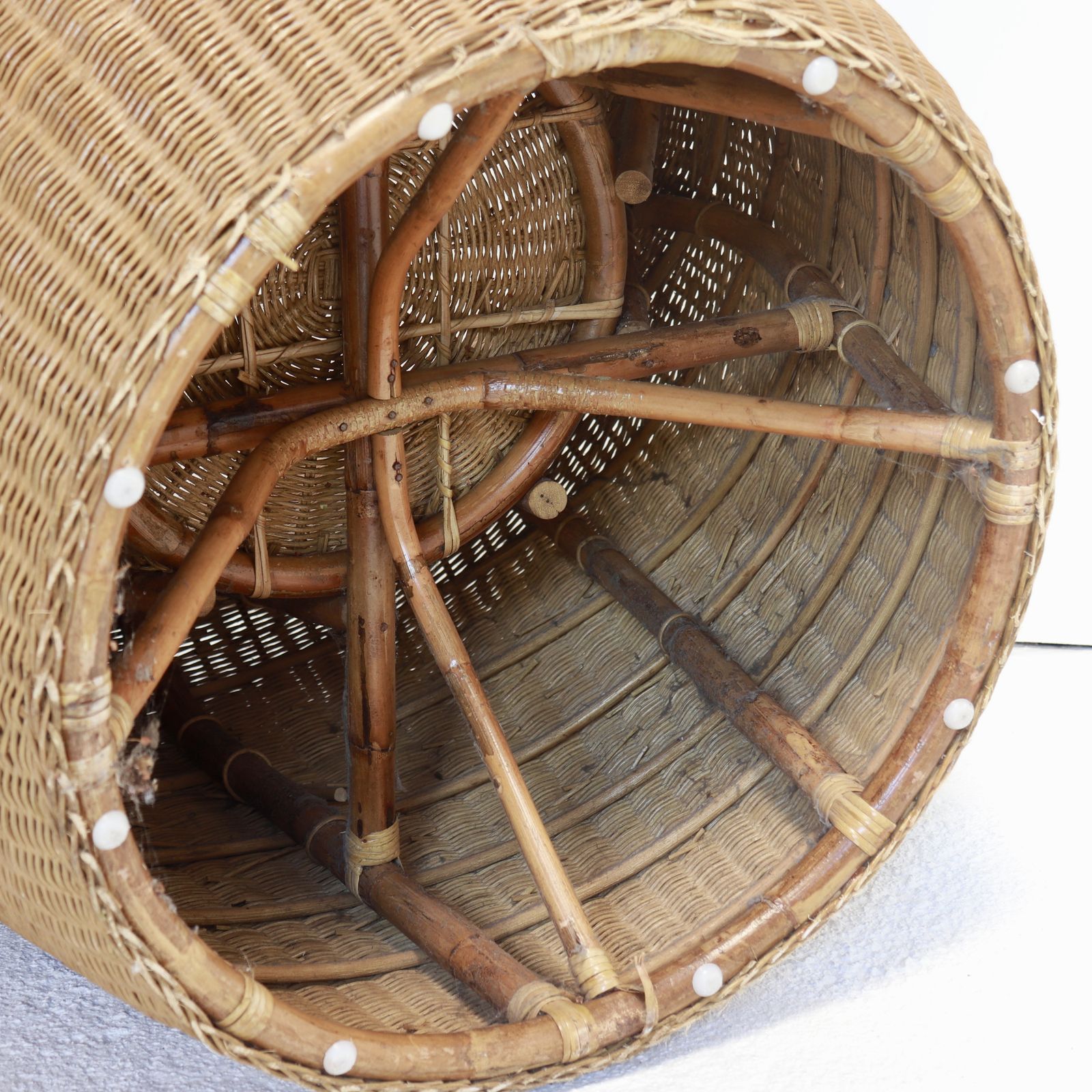Vintage Woven Rattan Lounge Chair — In The Style Of Isamu Kenmochi photo buy
