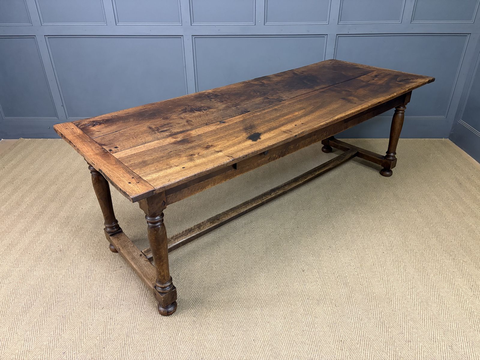 2975.0 Large Early 19th Century Walnut Refectory Farmhouse Table photo