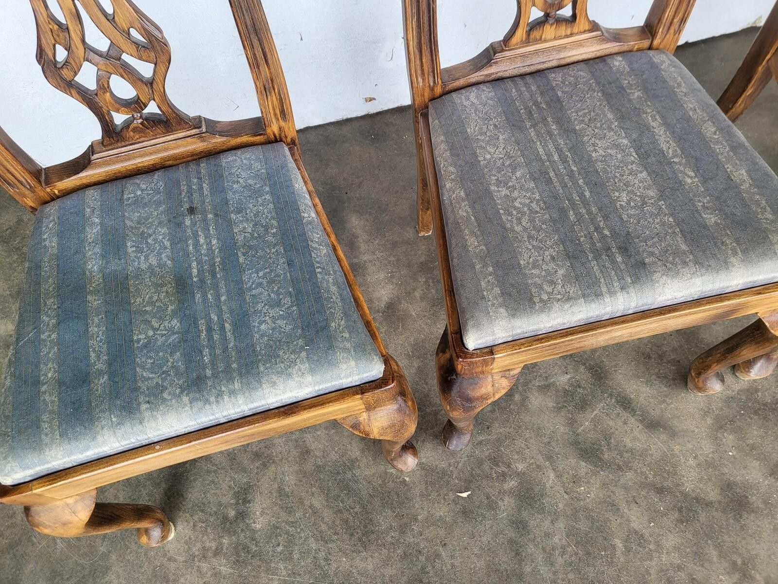 photo furniture Six Antique Repro High Back Dining Chairs Cabriole Legs Carvers
