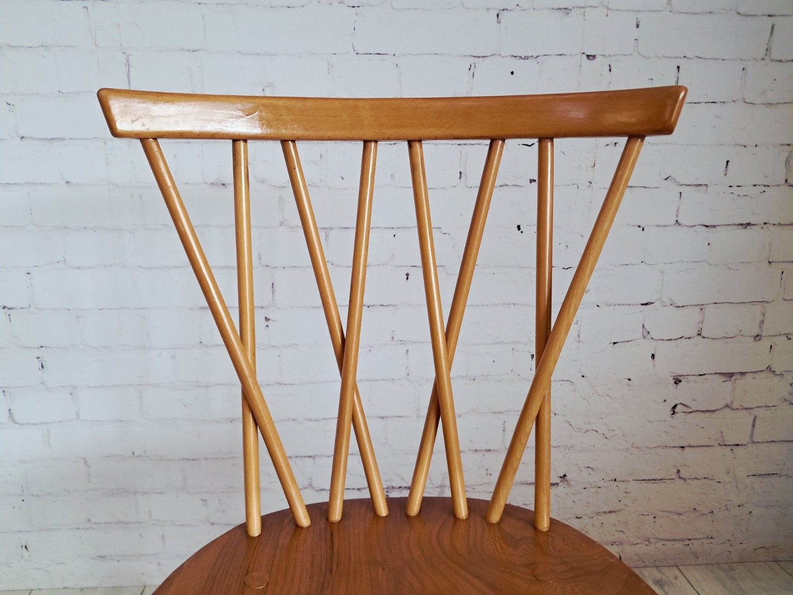 Mid Century Vintage Ercol Candlestick Dining Chair Model 376 Elm Beech 1960's photo 225.0