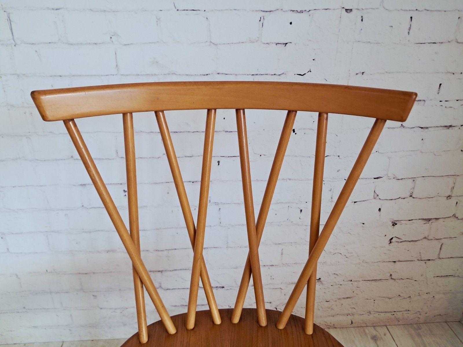 photo furniture Pair Vintage Ercol Candlestick Dining Chairs Model 376 Mid Century Elm Beech 196
