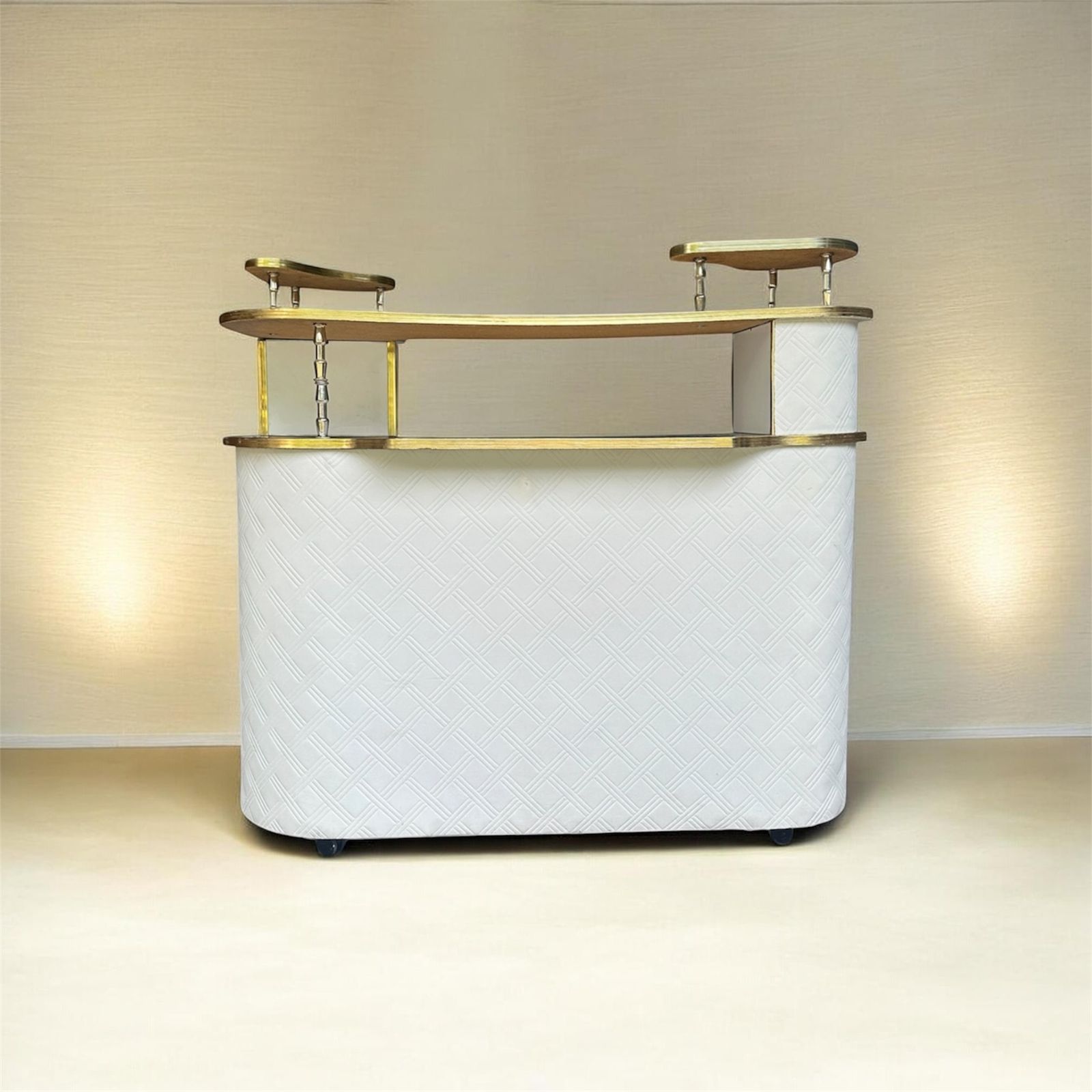 Mid Century Gold & Cream Retro Drinks Cocktail Bar 1970’s 120cm (W) X 110cm (H) X 65cm photo furniture